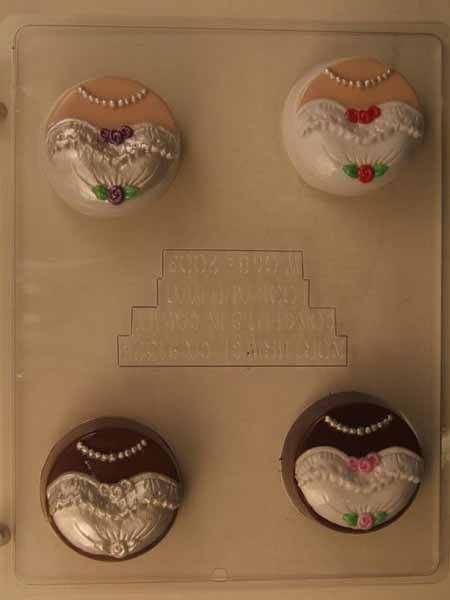 Heart w/ bridal dress & necklace oreo cookie mold W068